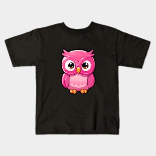 Cute Pink Owl watching Kids T-Shirt